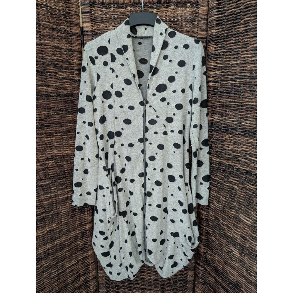 Elsewhere Sheer Polka Dot Zip Up Lagenlook Tunic Top Large Artsy Unique Shirt